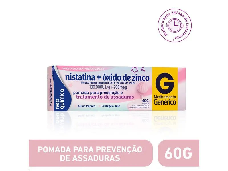 Nistatina 100.000ui/g + Óxido de Zinco 200mg/g Neo Química Pomada 60g