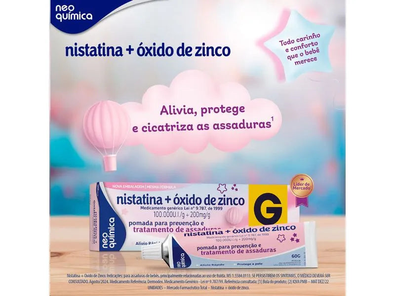 Nistatina 100.000ui/g + Óxido de Zinco 200mg/g Neo Química Pomada 60g