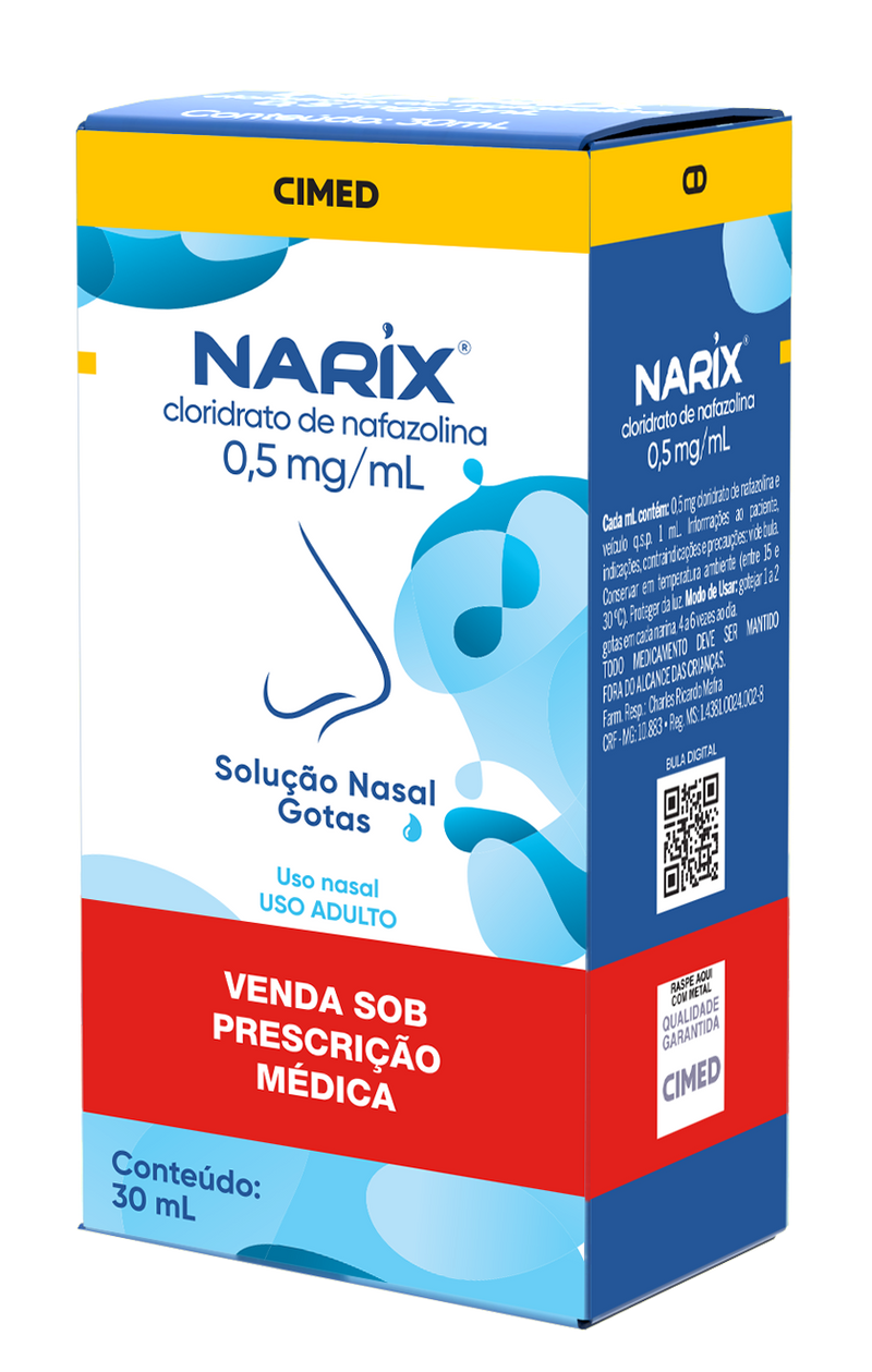 Narix Adulto 30ml - Cloreto de nafazolina - 0,5 mg/mL