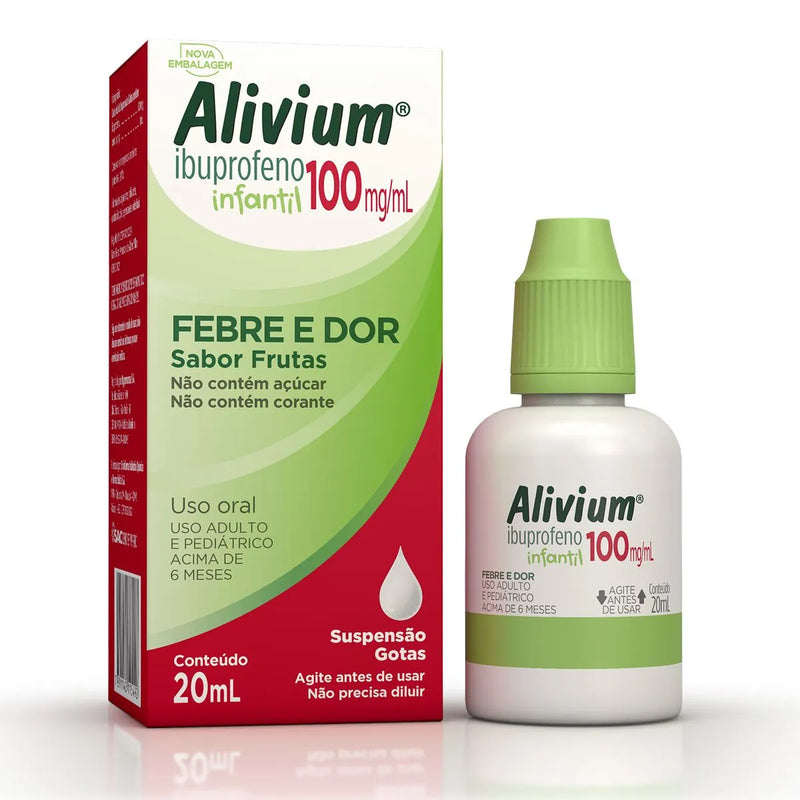 Alivium Ibuprofeno 100mg/ml em gotas Sabor frutas 20ml